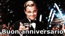 Anniversario Buon Anniversario Festeggiare Champagne Leonardo Di Caprio GIF - Anniversary Happy Anniversary Celebrate GIFs