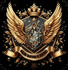 a emblem with a skull holding a guitar and the words " one love music "