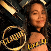 a woman with the name crunchy written on her shoulder
