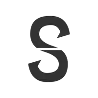 a black letter s is cut in half