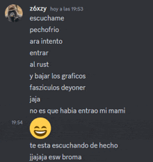 a screenshot of a conversation between z6xzy and a gorilla