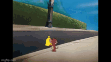jerry from tom and jerry is carrying a bell on his back