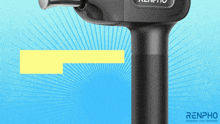 an advertisement for renpho empower your wellness shows a black device