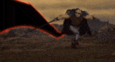a cartoon of a man holding a sword in front of a fireball