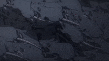 a bunch of rats with red eyes are swimming in a dark room