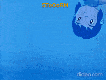 a cartoon character is flying through the air with the words stooorm written above him