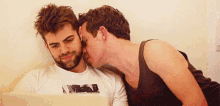 gay kiss neck kiss couple sweet