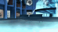 a blurry picture of a building with a swimming pool in the background .