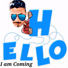 a cartoon of a man holding a letter h with the words i am coming below
