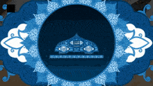 a blue background with a white floral design and the word ' islamic ' on it