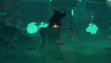 a cartoon character holding a shield in a green background