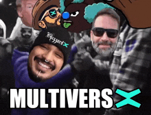 a group of men are posing for a picture with the words multivers x written on the bottom