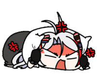 a cartoon character is laying on the floor with a flower on her head and a flower in the background .