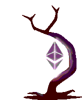 a drawing of a tree with a purple diamond in the middle