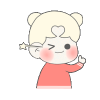 a cartoon girl with a heart on her head is giving a thumbs up