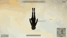a screenshot of a video game shows a person falling in the air