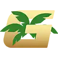 the letter g with a palm tree on it
