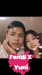 a picture of a man and a woman with the words " fandi x yuni "