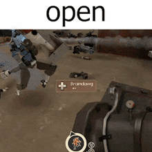 a screenshot of a video game that says open