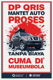 a poster that says dp qris mantel auto proses tanpa biaya cuma di museumbola