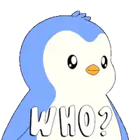 a blue and white penguin with the words who on its chest