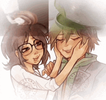 a drawing of a boy and a girl with a logo that says french