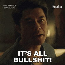 a man says it 's all bullshit in front of a hulu logo