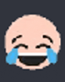 a pixel art of a bald laughing emoji with tears coming out of its eyes .
