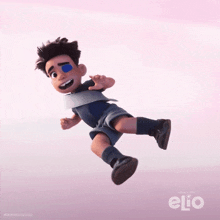 a cartoon character from the movie elio is flying in the air