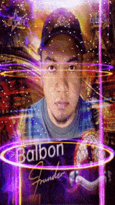 a picture of a man with the name balbon written on it