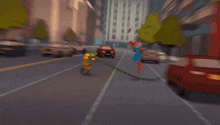 a cartoon of a man in a green suit fighting a spider-man