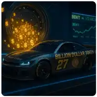a race car with billion dollar token 27 on the side