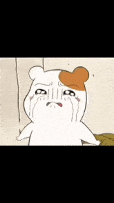 a cartoon hamster is crying and making a sad face