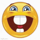 a yellow smiley face with a big smile and a big mouth .