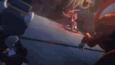 a blurry picture of a person with a sword in their hand