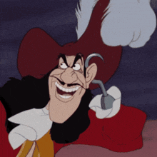 a cartoon character with a hook in his hand is smiling