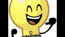 a cartoon light bulb with a face and arms