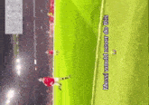 a soccer player is kicking a ball on a field with the words messi would never do this