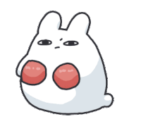 a cartoon of a rabbit with a red balloon in its mouth