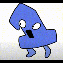 a cartoon drawing of a blue object with a surprised face