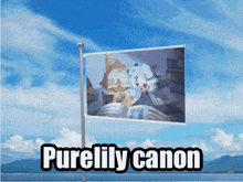 a flag that says purelily canon is flying in the air