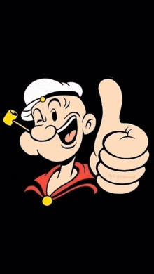 a poster of popeye giving a thumbs up with the words kereen rwk below him