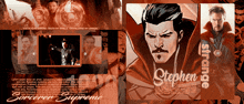 a poster for stephen strange shows him in a red cape
