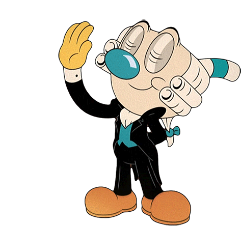 Taking A Bow Mugman Sticker - Taking A Bow Mugman The Cuphead Show Stickers