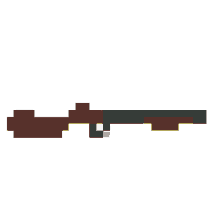 a pixel art drawing of a rifle on a white background
