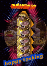 a graphic that says welcome po happy tasking