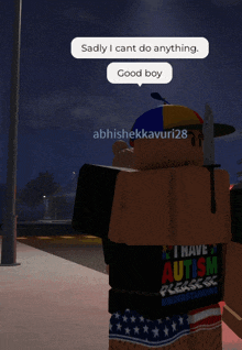 a cartoon character is holding a knife and says sadly i cant do anything