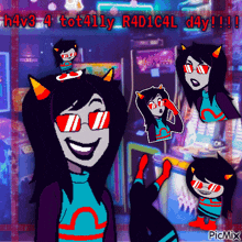 a cartoon drawing of a girl with the words have 4 tot4lly r4d1c4l d4y !!