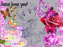 jesus loves you is written on a picture of a girl