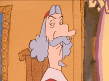 a cartoon of a man with a beard is sitting in front of a mirror